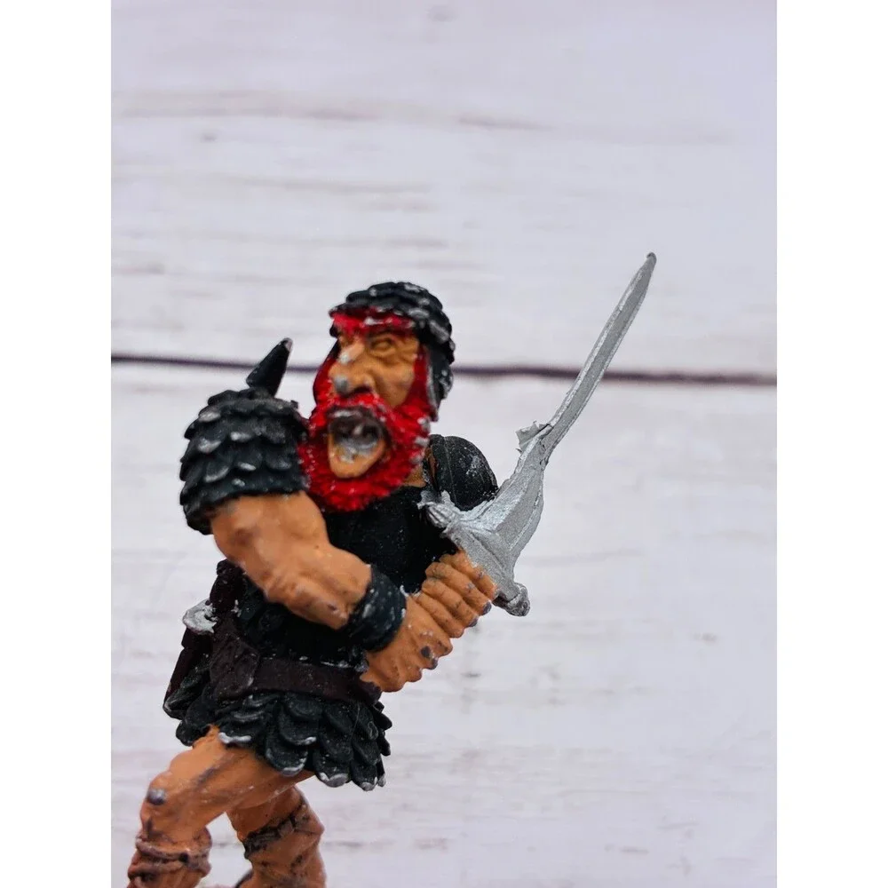 Vintage Painted Metal Barbarian Warrior Miniature Figure Sword Fantasy Tabletop